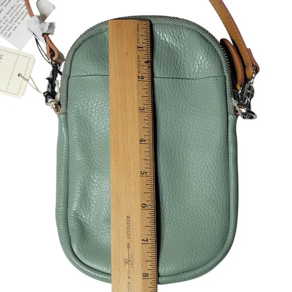 Divina Firenze Amanda Leather Cell Phone Crossbody Bag Purse Mint Green Italy - Picture 8 of 13
